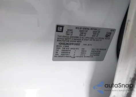 2015 Chevrolet Suburban Lt z USA, uszkodzony, nr VIN 1GNSCJKC0FR104562